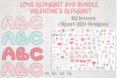 Love Alphabet SVG Bundle. Valentine&#039;s Alphabet. ABC Love Alphabet.