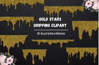 Dripping Gold Clipart, Gold Glitter Drops