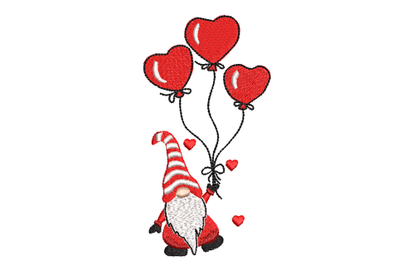 Valentine Gnome  Heart Balloons Machine Embroidery Design