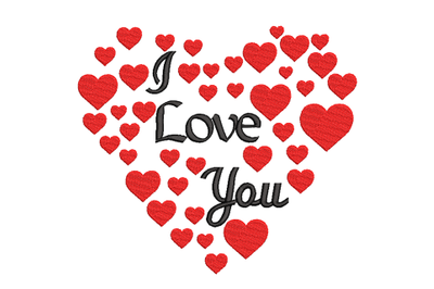 Valentine Heart, I love you Machine Embroidery Design