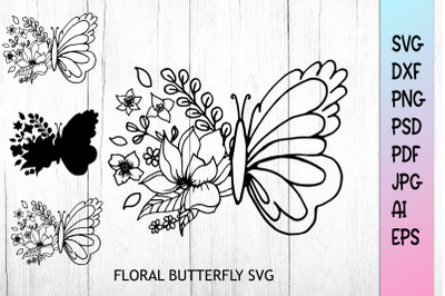 Butterfly SVG. Floral Butterfly SVG. Flower Butterfly.