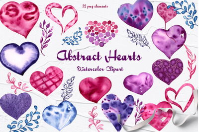 Hearts Watercolor Clipart
