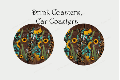 Sunflower Coaster Pack,Car Coaster Designs,Car Coasters,Western Car Co
