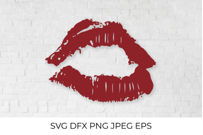 Lips SVG. Red Lips print. Lipstick kiss.