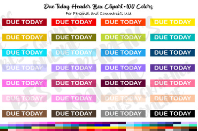 100 Due today header box planner stickers clipart set