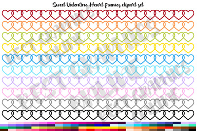 Valentines Day Hearts Banner Frames, Heart Banners Clipart