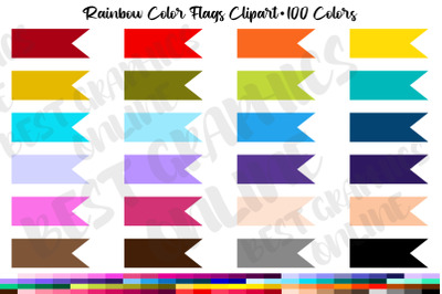 100 Rainbow Colors Flags Banners Clipart Set