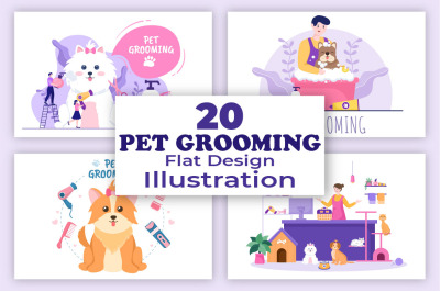 20 Pet Grooming for Dogs and Cats Illustration