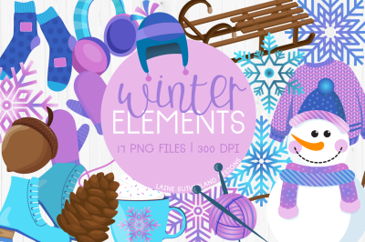 Winter Elements Clip Art Set