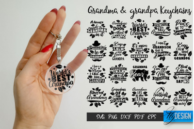 Grandparents Keychain SVG Bundle | Grandma &amp; Grandpa SVG