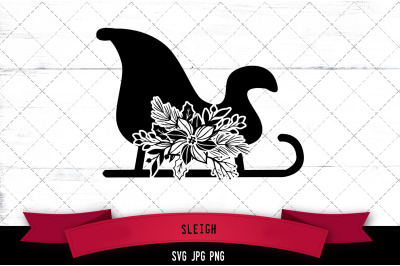 Sleigh Floral Silhoette Vector