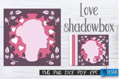 Love Shadowbox svg, Shadow Box Woman SVG, 3D Lightbox SVG