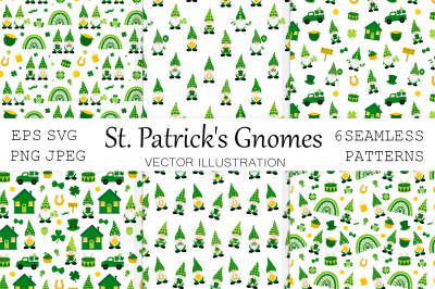 St Patricks day Gnomes pattern. St Patricks Gnomes SVG