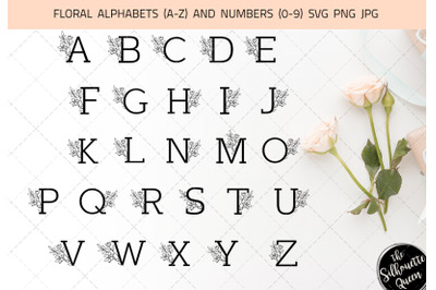 Floral Alphabet Number Silhouette Vector