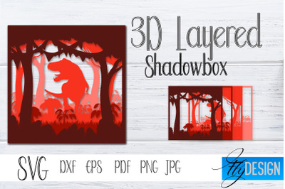 3D Layered Shadowbox. Dinosaur SVG, Dino Lightbox SVG vol.6