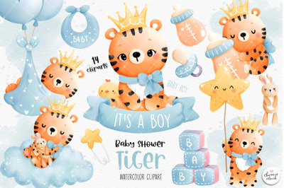 Baby boy tiger clipart, baby boy clipart, baby shower tiger clipart, b