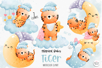 Sleeping baby tiger clipart, baby boy clipart, baby boy tiger clipart,