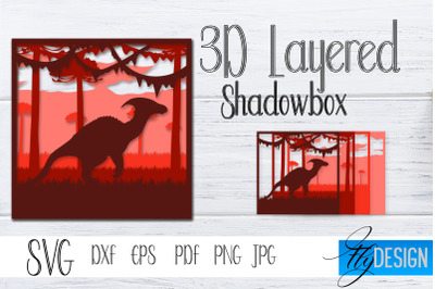 3D Layered&nbsp;Shadowbox. Dinosaur SVG, Dino Lightbox SVG