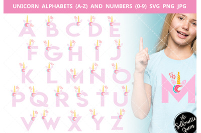 Unicorn Alphabet Number Silhouette Vector