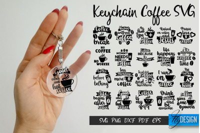 Coffee Keychain Svg Bundle, Coffee SVG, Round Keychain SVG