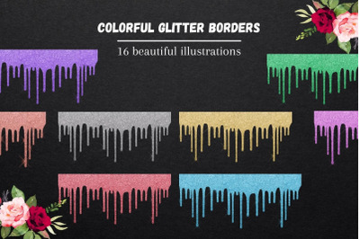 Colorful Glitter Dripping Clipart