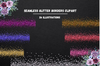 Colorful Seamless Glitter Borders Clipart