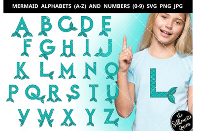 Mermaid Alphabet Number Silhouette Vector