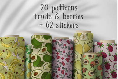 20 patterns of fruits and berries
