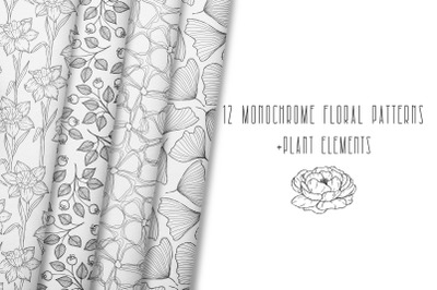 12 Monochrome floral pattern