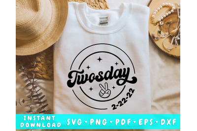 Twosday SVG&2C; 22 February 2022 SVG Cut File&2C; Twosday PNG