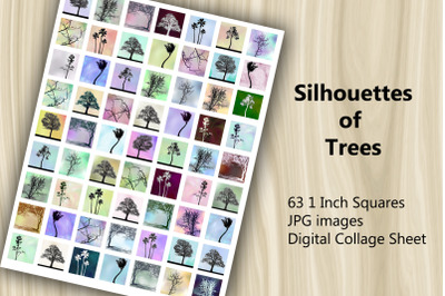 Digital Collage Sheet - Silhouettes of Trees