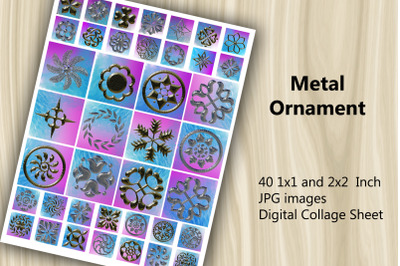 Digital Collage Sheet - Metal Ornament