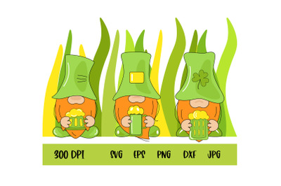 St. Patrick Gnomes Sublimation. St Patricks Day clipart