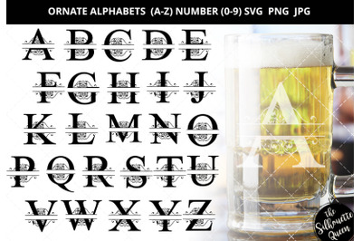 Ornate Frames Alphabet Number Silhouette Vector