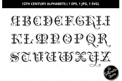 12 century alphabets, decorative alphabets svg, monogram alphabet svg, split letter svg, alphabet svg bundle, ABC svg, font svg, ornate svg, cut files for circuit