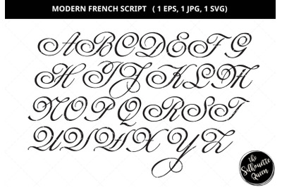 Modern scipt svg, french script svg, decorative alphabets svg