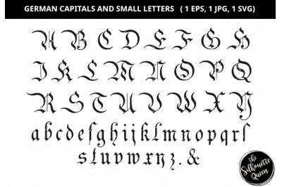 German capital letter, German small letter, decorative alphabets svg