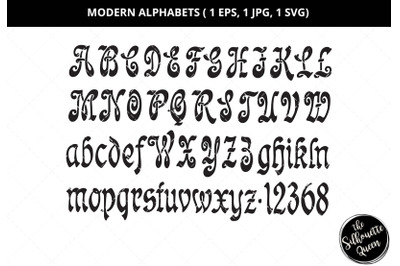 Modern alphabet, capital letter svg, small letter svg, number svg