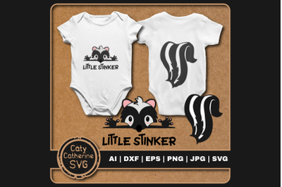 Little Stinker Cute Skunk Baby Onesie Design SVG Cut File