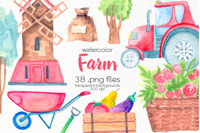 Watercolor Farm Clipart