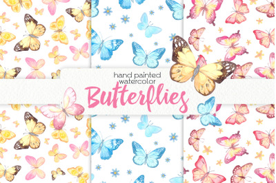 Watercolor Butterflies Seamless Patterns