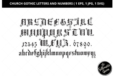 Church gothic letters, church gothic numbers, Greek letters