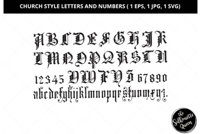 Church style letters, church style numbers, Greek letters