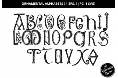 Ornamental alphabets svg, Vintage alphabet svg, Calligraphy svg