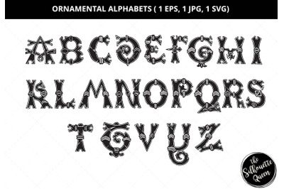 Ornamental alphabets svg, Vintage alphabet svg, Calligraphy svg, renai