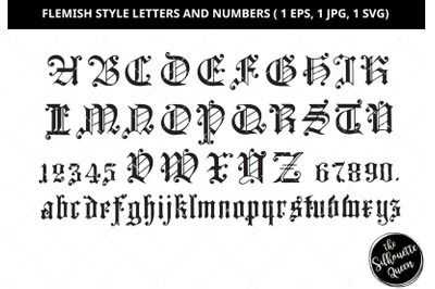 Flemish style letters, Flemish style numbers, Dutch script svg