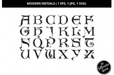 Modern initials svg, modern alphabets svg, modern numbers svg