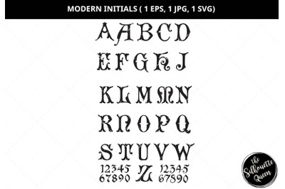 Modern initials svg&2C; modern alphabets svg&2C; modern numbers svg