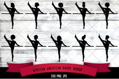 African American Barre Woman Silhouette Vector