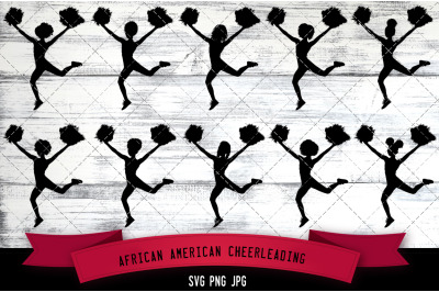 African American Cheerleading Silhouette Vector